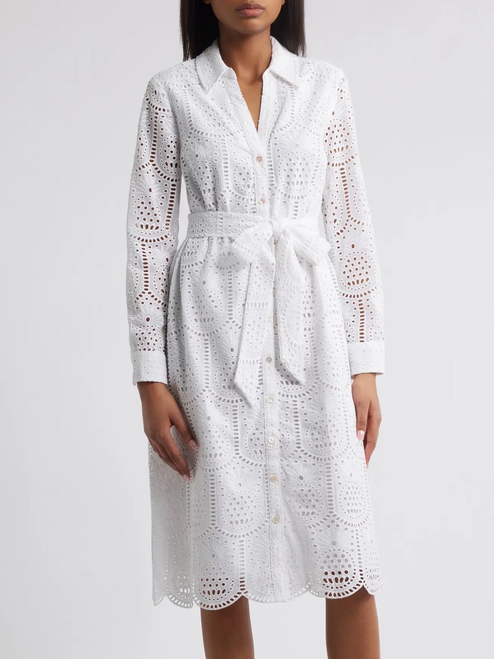 Lilly Pulitzer White Eira Pineapple Eyelet Midi Shirtdress Cotton NWT 4